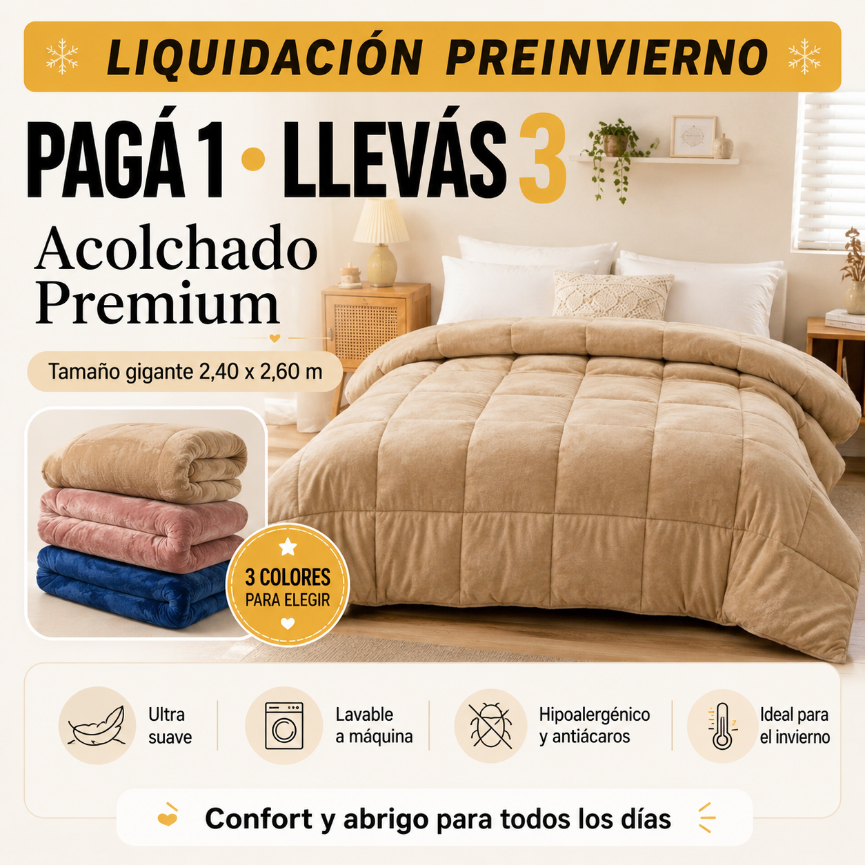 【COMPRÁ 1 Y LLEVATE 3】 MellowSoft™ Acolchado Premium de Algodón Turco – Confort de Hotel 5 Estrellas